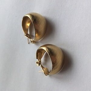 Vintage Monet Gold plated wide Hoop Earrings